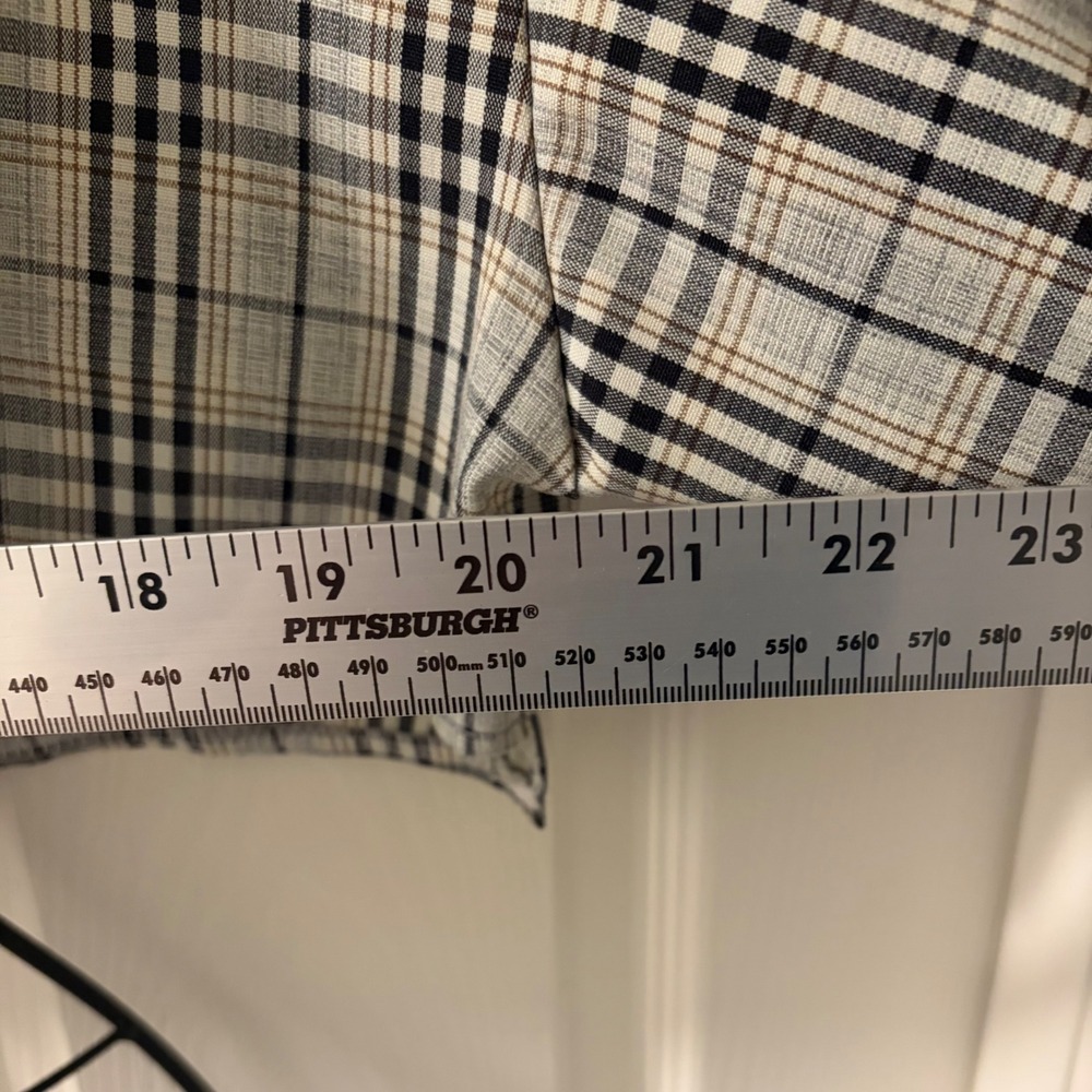 Plaid Cropped Shirt Neutral Check Boxy Button Up Y2K Grunge Aesthetic Sz S EUC - Picture 7 of 8